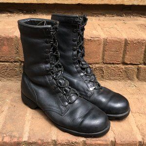 Black Leather Combat Boots